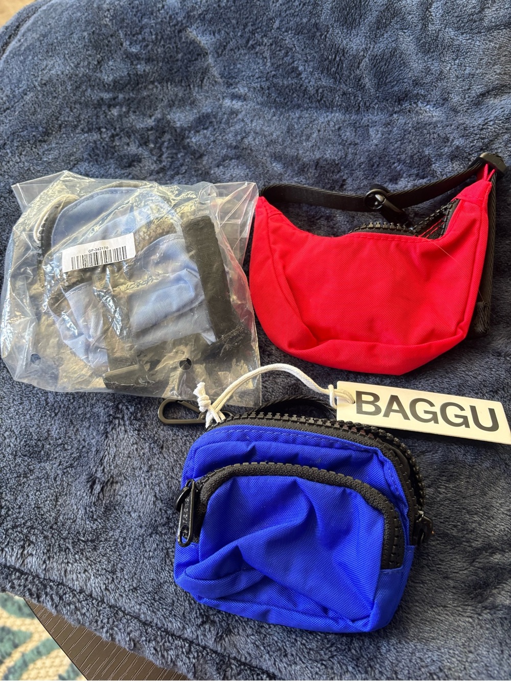 Set of 3 BAGGU Bag Charms - mini Fanny pack, mini crescent and mini backpack